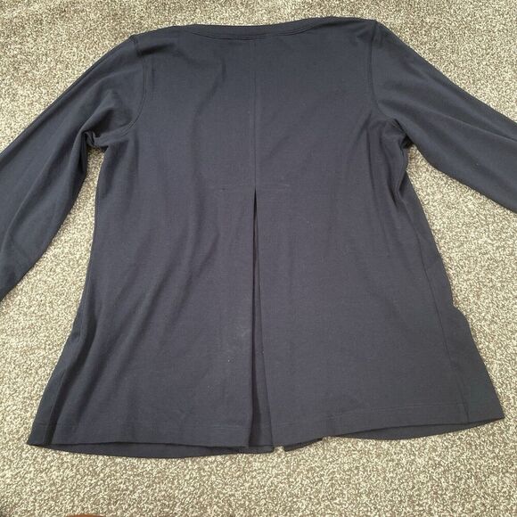 CABI Snap Button Cardigan Jacket #810 Medium Navy Blue Stretch Cotton Knit - Picture 8 of 8